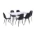 Import Modern Design Cheap Dining Room Furniture Metal Legs Glass Top Black Dining Table Set 6 Chairs Dining Room Set from China