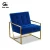 Import Modern Living Room Chairs Upholstery Navy Velvet Tufted Designer Accent Chairs Golden Fabric  Lounge Chair Metal from China