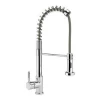 Modern Stainless Steel Single Handle Pull Down Sprayer Spring Brushed Nickel Kitchen Faucet, Kitchen Sink Faucet with Deck Plat