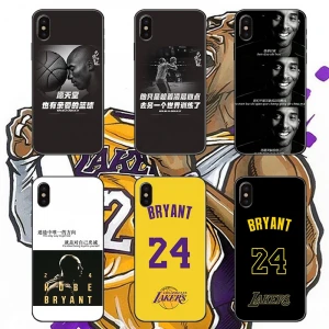 NBA Basketball Star Kobe Cell Phone Cases For Iphone 12Pro Max 8P 7P Glass Shell Print Mobile Phone Cover For Iphone 12Pro XS