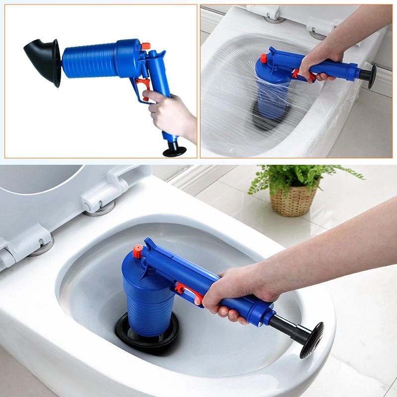 New 2ESh0t  manual high power toilet plunger air sewer drainage cleaning tool