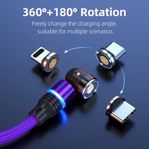 thumbnail image 2 of Bojianxin 540° Rotating Magnetic Charging Cable 3.3ft 2 of 12