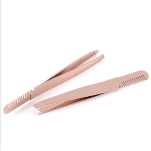 New arrival makeup tools private label customize professional  eyebrow tweezer with comb