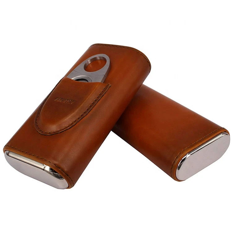 new arrivals 3 cigars cohiba travel leather cigar case with cutter