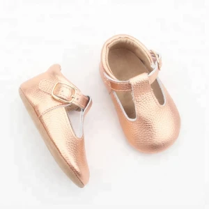 New Baby Princess Leather Shoes T-bar Gold Kids Baby Dress Shoes Girls