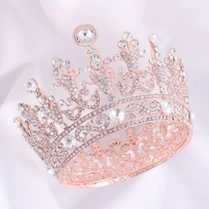 New Court Style Bridal Headdress Tiaras Alloy Full Circle Round Rhinestone Baroque Bridal Crown