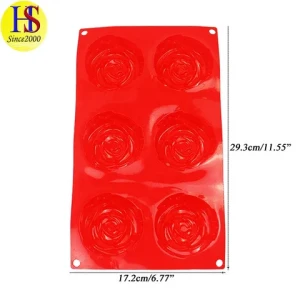 New Design 6 Cavities Silicone 3D Moulds Cake Decorating Fondant Rose Flower Cake Molds