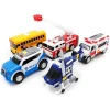 New design Goldlok rescue team toy set  fire trucks fire engine school bus ambulance police car helicopter vehicle car set toys