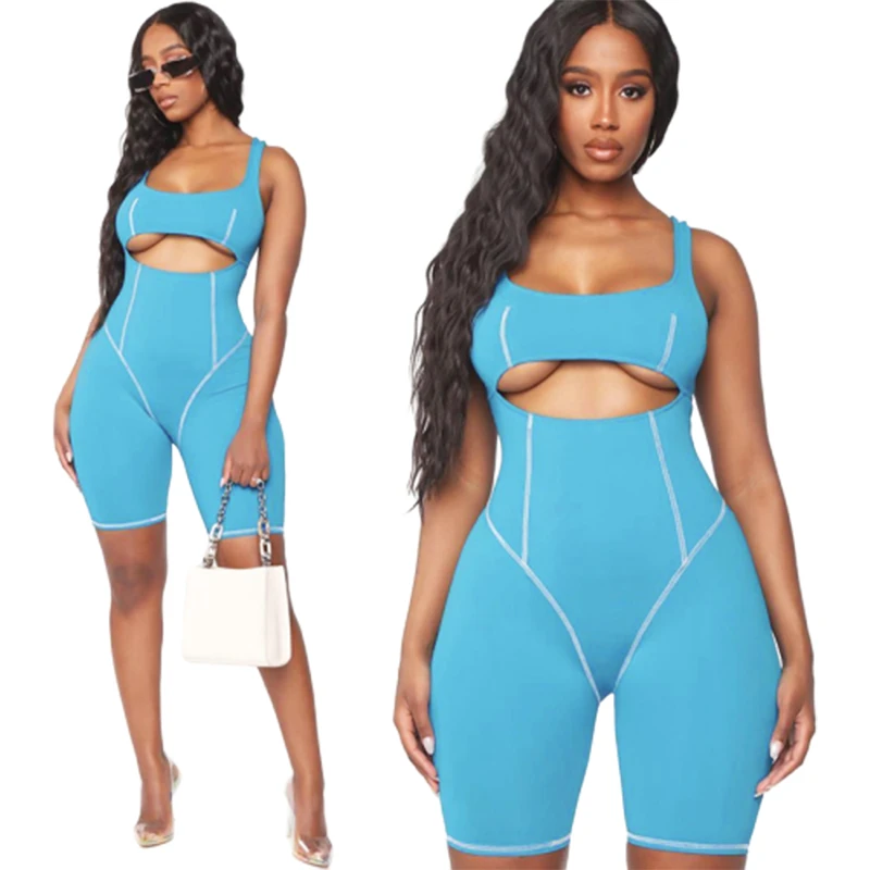 new  Hollow Out Shorts Jumpsuits ladies casual solid color sportswear yoga woman pants