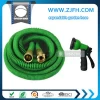 new item better quality bungee garden hose pipe with fabric with brass fitting with 8 function spray nozzle