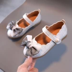 new kids shoes spring autumn childrens flat shoes girls princess Party sandals soft bottom PU leather baby dance Wedding shoes