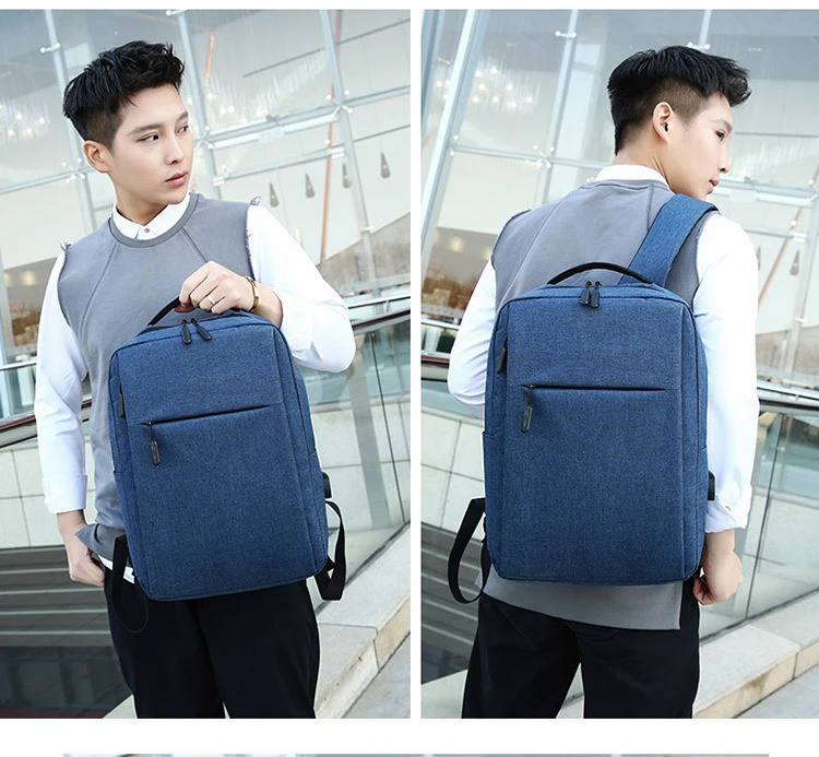 new simple USB charging backpack men and women casual business computer bag