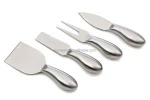 New Stylish wholesale soft types 4pcs stainless steel blade cheese knife set, wooden cutting board cheese knife