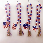 Nordic style home Holiday Decorations Creative hemp rope tassel beads Decor Pendant Independence Day Colours Wood bead