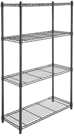 NSF 4-Shelf Shelving Storage Unit on 3 Wheel Casters, Metal Organizer Wire Rack, Black (36L x 14W x 57.75H)