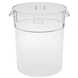 NSF Listed Clear Plastic Storage Container Polycarbonate Round Container 15L Hard Plastic Bin