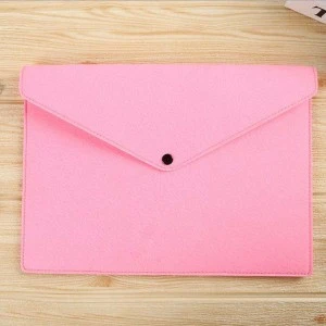 Office Supplies Snap Button Design Felt File Folder Briefcase Document Bag