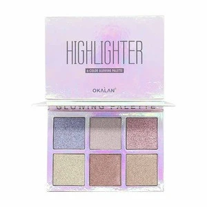 OKALAN E070 Highlighter 6 Color Blush Bronzing Makeup Glitter Pearled Palette