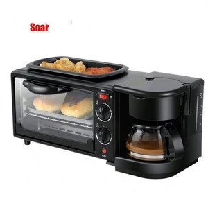 On Sale 3 In 1 Electric Breakfast Machine Multifunction Coffee Maker + Frying Pan Mini Oven Household Bread Pizza