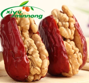 Organic chinese red dates/ red jujube with walnut kernels/halves for sale