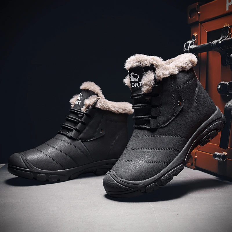 Outdoor  Boots High Neck Leather And Men Boots Flat Bottomed Boots Shoes