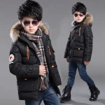 Outdoor Windbreaker Breathable Pocket Hooded Jacket Children Winter Down Jacket