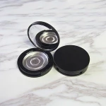 P-Lan Brand Stock 40mm Pans Matte Black Round Empty Blush Compact Powder Case With Mirror