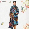 Papaver rhoeas floral embroidered Chinese traditional clothing for winter