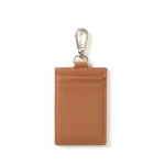 Personalized waterproof genuine leather card holder vertical id card holder with lanyard
