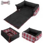 Pet Sofa Lounger Bed Functional Plaid Design Dog Bed