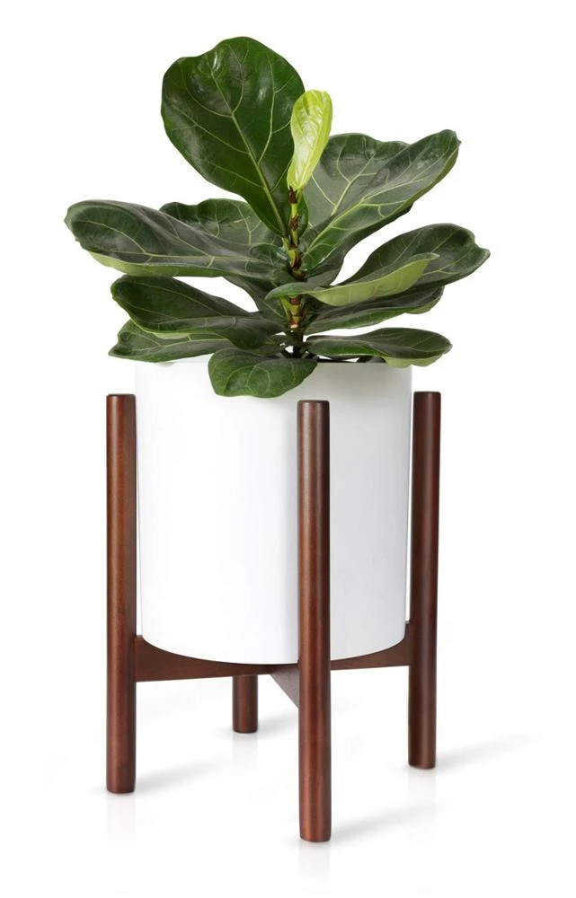 Plant Stand Mid Century Modern Tall Pot Stand Indoor  - Adjustable Width 8&quot; up to 12&quot;