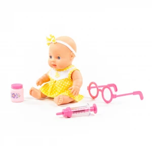 Plastic Baby doll "Glorious" 24 cm set "Doctor" 3 elements Kid Playing Warm Pink Lovely