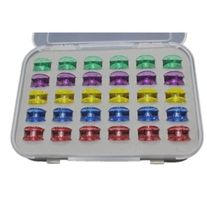 Plastic Sewing Machine Bobbins with Storage Case for Brother Janome Singer Elna Sewing Machine, Transparent, 30 Pieces
