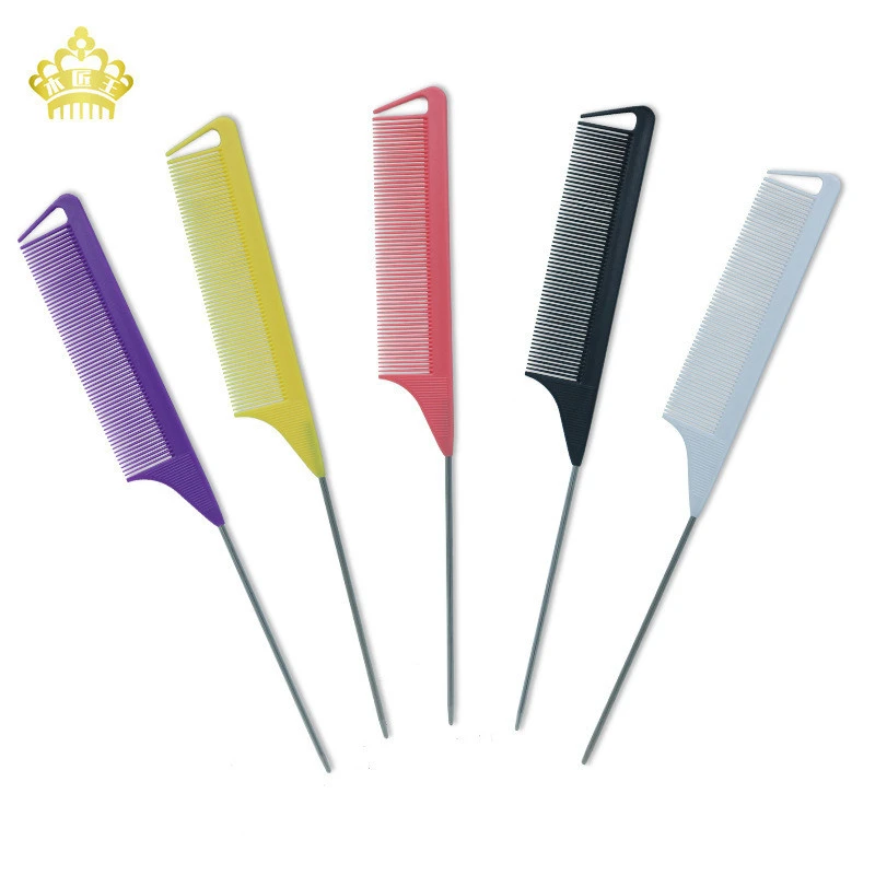 Private label antistatic custom plastic combs black precition rat tail carbon parting hair comb
