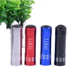 Promotional Custom 9 LED Flashlight Torch With Aluminum Body And Wrist Strap
