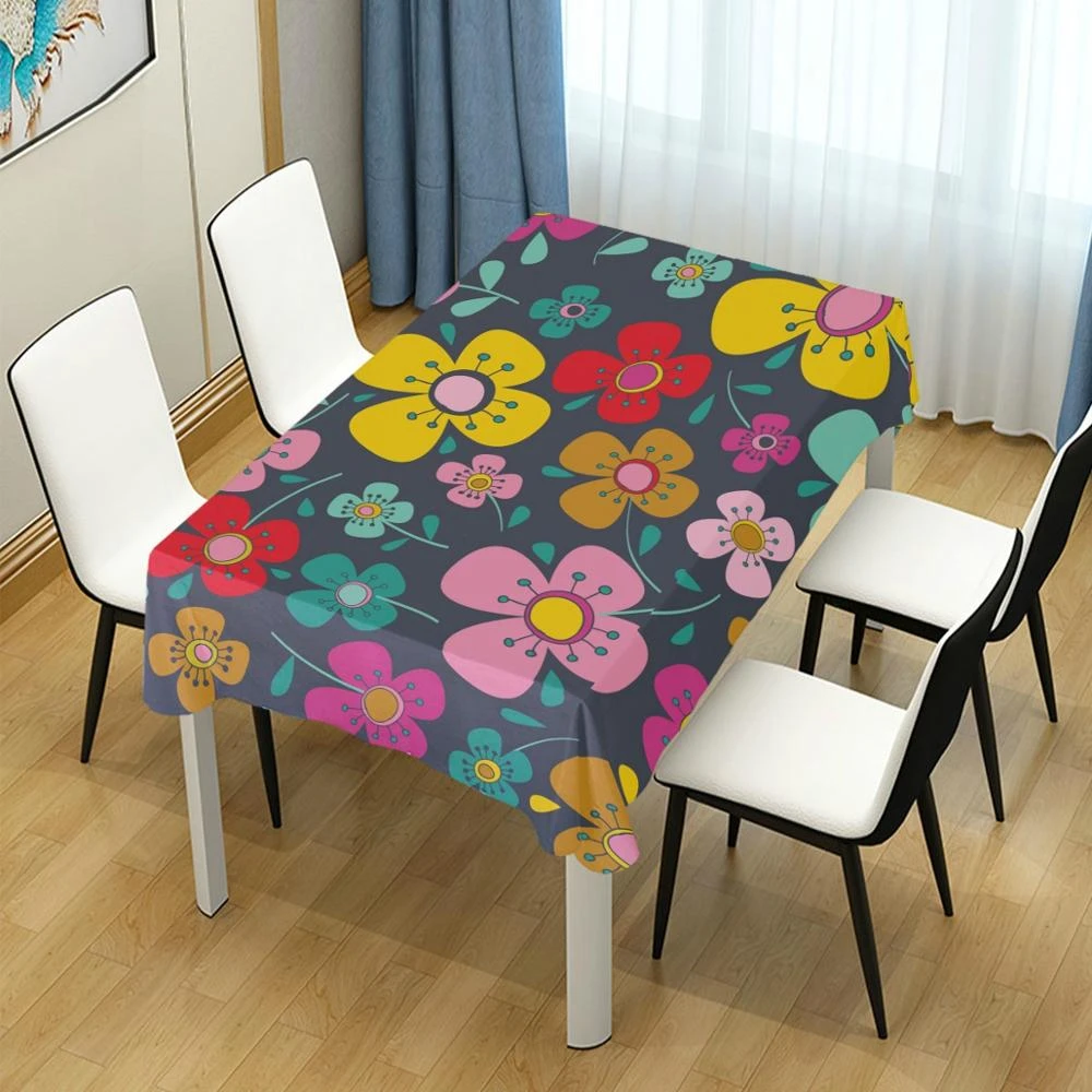 Promotions sales Restaurant Polyester Tablecloth Custom Printing Flower Table cloth