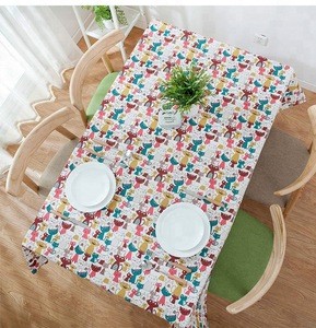 Pure Cotton Thickened Tablecloth Cartoon Color Cat Cover Towel Tea Table Cloth