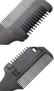 Quality Professional Hair Razor Comb Black Handle Hair Razor Cutting Thinning Comb Home DIY Thinning Trimmer Inside Blades