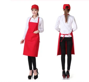 QY fashionable polyester apron restaurant  pockets for baking cooking washing Cleaning tools home kitchen accessories