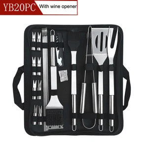 Ready to ship 20 pcs stainless steel bbq tool with zipper carry bag