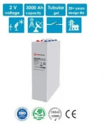 Rechargeable 2V 3000Ah OPzV Tubular Gel Battery 20+ Years Long Life for Telecom