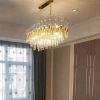 Rectangle Shape Modern Transparent Crystal Glass Rod Ceiling Lamp Chandelier