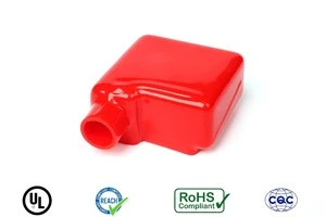 Red flag shape soft PVC truck battery terminal cover