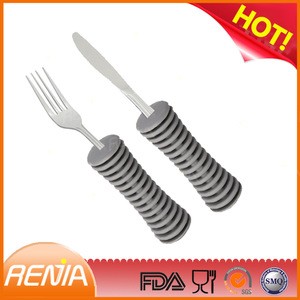 RENJIA Silicone Universal Built-Up Handle Tableware Grip Long Utensil with Good Grip