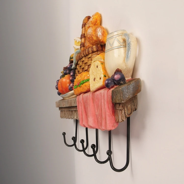 Resin polyresin wall plaque with wire hooks home decoration