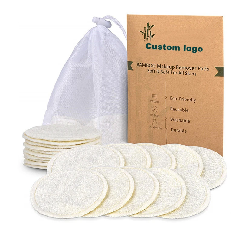 Reusable Cosmetic Cotton Pads Makeup Face Pads Makeup Remover Bamboo Fiber Availabe without Logo ISO9001 100pcs Circle 8CM