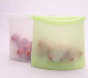 Reusable Silicone Food Storage Bag with Zip Washable Silicone Fresh Bag for Fruits Vegetables Meat Preservation