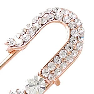 Rhinestone Crystal Sweet Heart Safety Brooch Pin Gold Plated Brooches