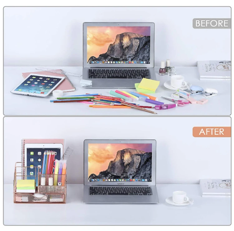 Rose gold cute metal office desk organizer with drawer for home &amp; office desktop organization