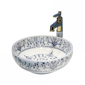 Round Antique Coloured Counter Top Wash Basin Bathroom Sink for Shampoo